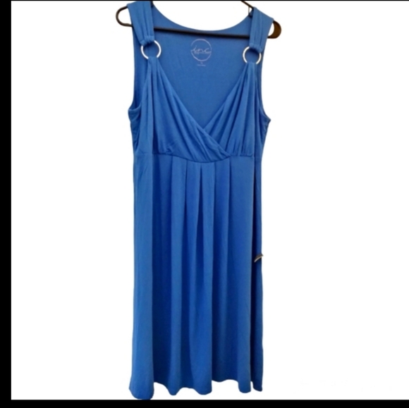 INC International Concepts Mermaid Blue V Neck Sundress w Silver Accents 0X - Picture 5 of 5